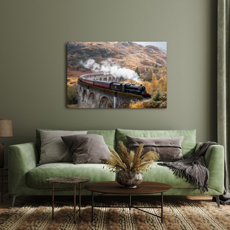 QUADRO SU TELA – TRENO A VAPORE STORICO - QUADRI CAMPI E PRATI - STAMPE E QUADRI