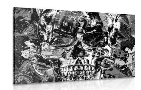 CANVAS PRINT ARTISTIC SKULL IN BLACK AND WHITE - BLACK AND WHITE PICTURES - PICTURES