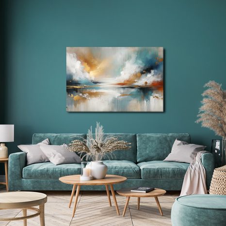 WANDBILD GOLDENER HIMMEL ÜBER DEM WASSER - BILDER SEEN - BILDER