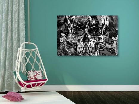 KÉP MŰVÉSZETI KOPONYA FEKETE FEHÉRBEN - FEKETE-FEHÉR KÉPEK - KÉPEK