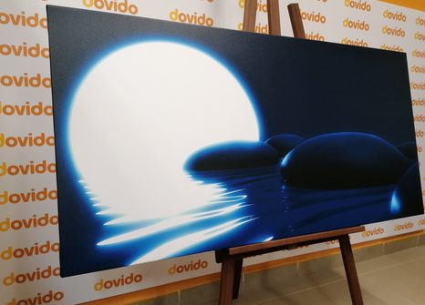 OBRAZ ZEN KAMENY A ÚPLNĚK MĚSÍCE - OBRAZY FENG SHUI - OBRAZY