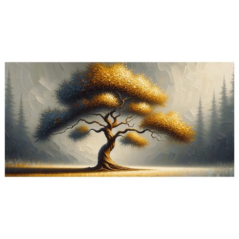 WANDBILD GOLDENER LEBENSBAUM AUF DEM FELD - BILDER BÄUME DES LEBENS - BILDER