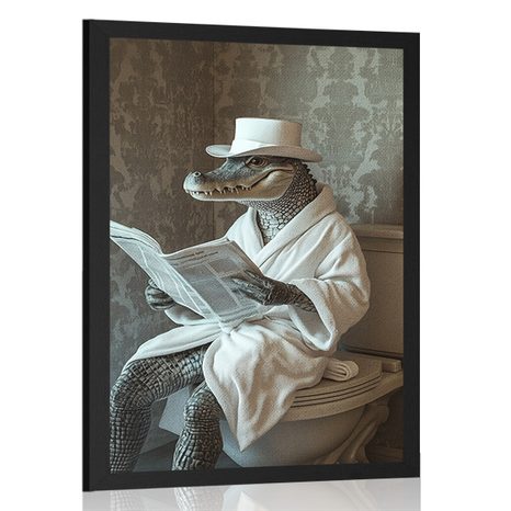 POSTER CROCODILUL CU ZIAR PE TOALETĂ - POSTERE - 🔥 REDUCERE TOTALÃ