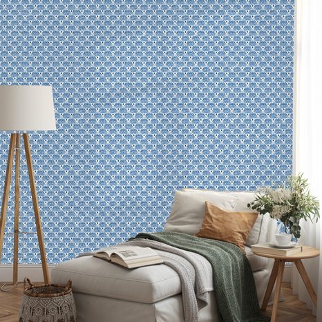 TAPETA MODRÉ GEOMETRICKÉ VZORY - VZOROVANÉ TAPETY - TAPETY