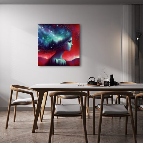 WANDBILD TRAUMHAFTE GALAXIE UND SILHOUETTE - WANDBILDER FRAUEN - BILDER