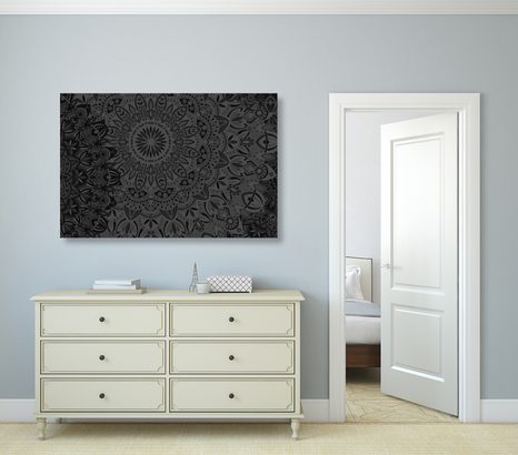 SLIKA STILSKA MANDALA V ČRNOBELI IZVEDBI - SLIKE FENG SHUI - SLIKE