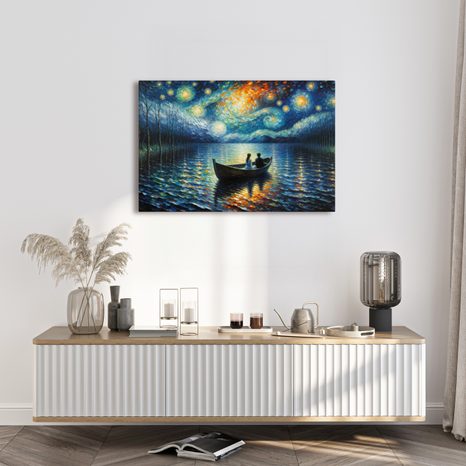 WANDBILD ROMANTIK UNTER STERNENHIMMEL - WANDBILDER FÜR DAS WOHNZIMMER - BILDER