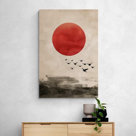 QUADRO SU TELA – JAPANDI MAGIA DELLA LUNA ROSSA - JAPANDI QUADRI - STAMPE E QUADRI