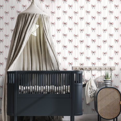 TAPETA RŮŽOVÉ MAŠLE NA BÍLÉM POZADÍ - VZOROVANÉ TAPETY - TAPETY