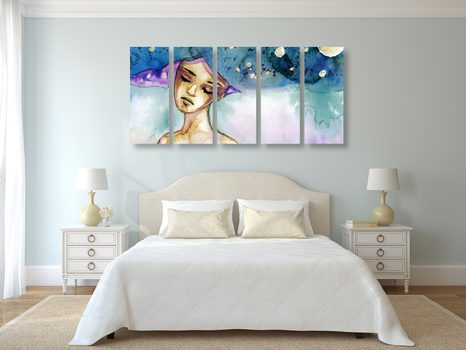 QUADRI 5 PEZZI – FATA LUNARE - QUADRI DI PERSONE - STAMPE E QUADRI