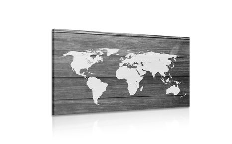 KÉP VILÁG TÉRKÉP FA HÁTTÉREN FEKETE FEHÉRBEN - TÉRKÉPES KÉPEK - KÉPEK