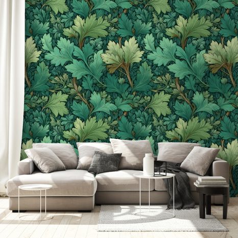 SAMOLEPÍCÍ TAPETA ZELENÉ LISTY V KLASICKÉM STYLU - TAPETY LISTY - TAPETY