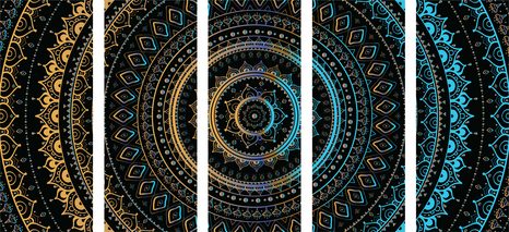 5-DIELNY OBRAZ MANDALA SO VZOROM SLNKA - OBRAZY FENG SHUI - OBRAZY