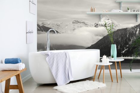 CARTA DA PARATI – PAESAGGIO INVERNALE IN BIANCO E NERO - CARTA DA PARATI BIANCO E NERO - CARTA DA PARATI