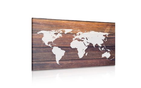 TABLOU HARTA LUMII CU FUNDALUL DIN LEMN - TABLOURI CU HĂRȚI - TABLOURI