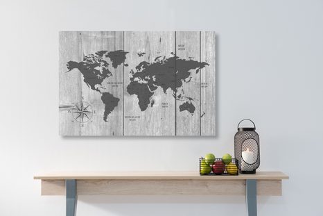 TABLOU HARTA GRI PE FUNDALUL DE LEMN - TABLOURI CU HĂRȚI - TABLOURI
