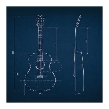 WANDBILD BLAUER GITARRENPLAN - MUSIKBILDER - BILDER