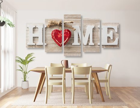 TABLOU 5-PIESE CU INSCRIPȚIA HOME - TABLOURI CI CITATE ȘI INSCRIPȚII - TABLOURI