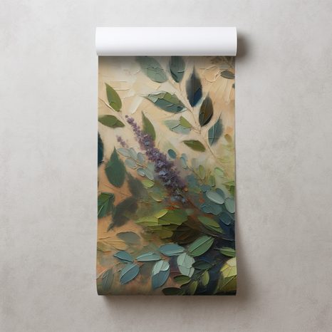 TAPETA MALÍŘSKÉ ZELENÉ LISTY NA BÉŽOVÉM POZADÍ - TAPETY LISTY - TAPETY