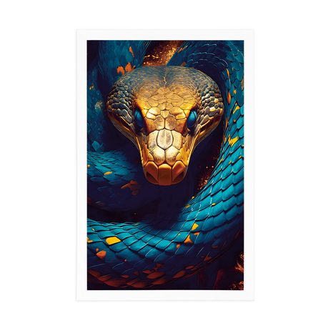 POSTER BLAU-GOLDENE SCHLANGE - HERRSCHER DES TIERREICHS - POSTER