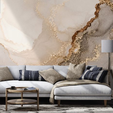 ZELFKLEVEND FOTOBEHANG LUXE BEIGE MARMER MET GOUD - MARMER FOTOBEHANG - FOTOBEHANG