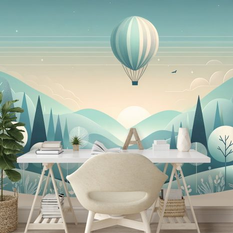 SAMOLEPÍCÍ TAPETA SNOVÁ KRAJINA S BALÓNEM - TAPETY PŘÍRODA - TAPETY