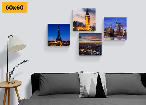 SET OBRAZOV NOČNÉ MESTÁ - ZOSTAVY OBRAZOV - OBRAZY