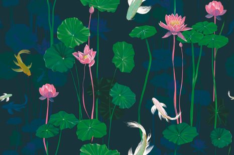 WALLPAPER WATER LILIES AND KOI CARPS - WALLPAPERS ANIMALS - WALLPAPERS