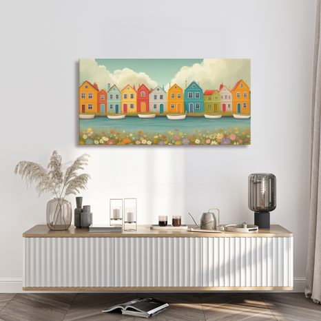 OBRAZ VESELÁ MALEBNÁ ULIČKA - BAREVNÉ DOMY - PICTURES
