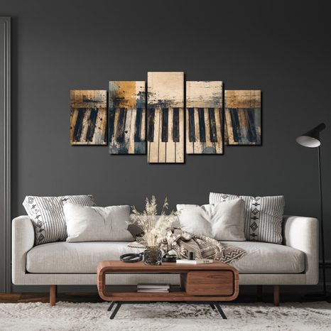 5-TEILIGES WANDBILD RETRO KLAVIERTÖNE - MUSIKBILDER - BILDER