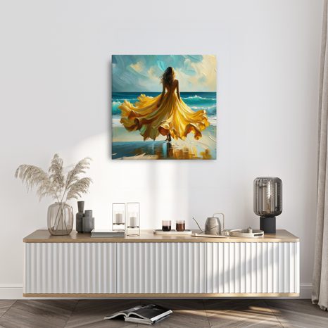 WANDBILD ROMANTISCHER SPAZIERGANG AM OZEAN - WANDBILDER FRAUEN - BILDER