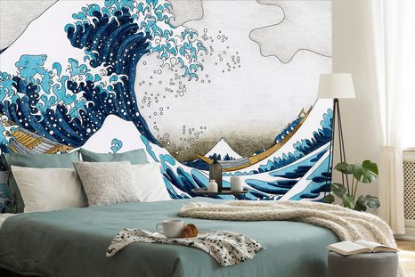 TAPETA REPRODUKCE VELKÁ VLNA Z KANAGAWA - KACUŠIKA HOKUSAI - TAPETY S IMITACÍ MALEB - TAPETY