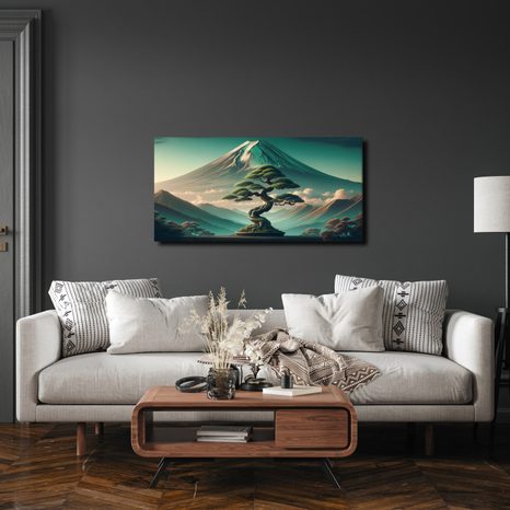 WANDBILD RUHE UNTER DEM BERG FUJI - BILDER VON BERGEN - BILDER