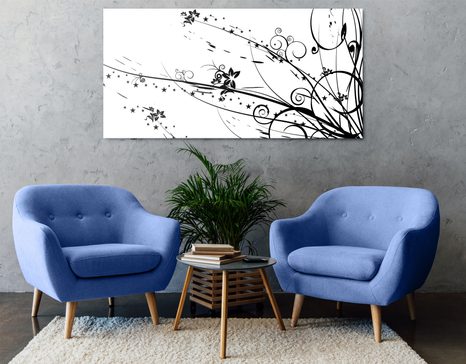 TABLEAU SUR TOILE – AVEC MOTIF DE FLEURS - TABLEAUX EN NOIR ET BLANC - TABLEAUX