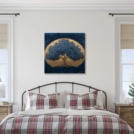 OBRAZ ZLATÝ STROM ŽIVOTA V MODRÉM PROSTORU - OBRAZY STROMY ŽIVOTA - OBRAZY