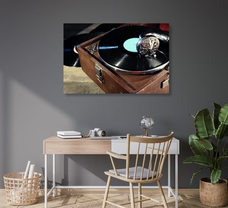 OBRAZ GRAMOFON S VINYLOVOU DESKOU - VINTAGE A RETRO OBRAZY - OBRAZY
