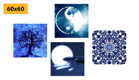 SET OBRAZOV FENG SHUI V MODROM PREVEDENÍ - ZOSTAVY OBRAZOV - OBRAZY