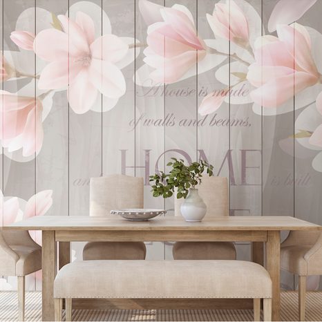 WALLPAPER VINTAGE MAGNOLIAS WITH AN INSCRIPTION - WALLPAPERS VINTAGE AND RETRO - WALLPAPERS