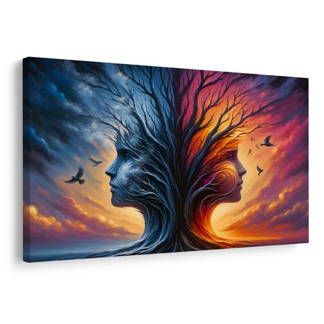 FOTO OP CANVAS LEVENSBOOM EN GEZICHTEN - SCHILDERIJEN - MEGA UITVERKOOP TOT 70% 🔥