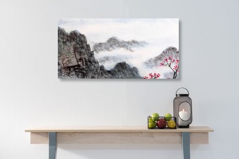 STAMPA SU TELA – PAESAGGIO CINESE NELLA NEBBIA - QUADRI DI NATURA E PAESAGGIO - STAMPE E QUADRI