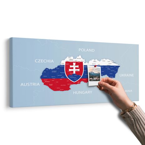 WANDBILD AUF KORK KARTE DER SLOWAKEI MIT STAATSWAPPEN - WANDBILDER AUF KORK - BILDER