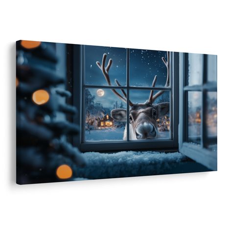 WANDBILD NEUGIERIGES WEIHNACHTSHRENTIER - WEIHNACHTS- UND WINTERBILDER - BILDER