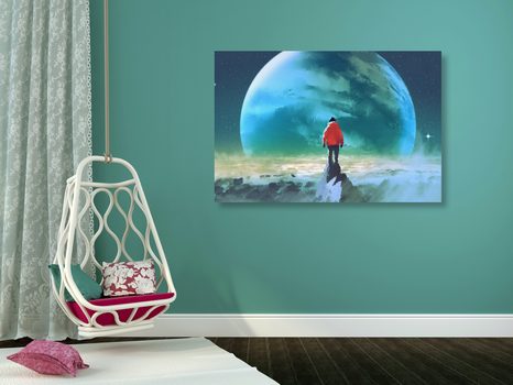 WANDBILD MANN AUF DEM GIPFEL EINES BERGES - BILDER VON MENSCHEN - BILDER