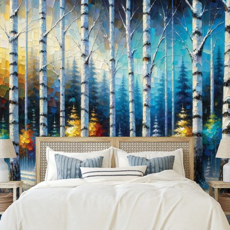 SAMOLEPÍCÍ TAPETA BAREVNÝ ZIMNÍ LES - TAPETY LES - TAPETY