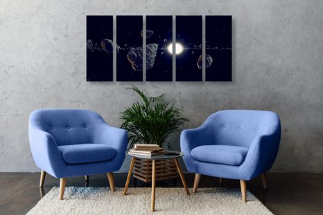 5-RÉSZES KÉP METEORIT - BOLYGÓ- ÉS CSILLAGMINTÁS KÉPEK - KÉPEK