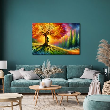 OBRAZ TAJEMNÁ SILUETA U STROMU ŽIVOTA - OBRAZY STROMY ŽIVOTA - OBRAZY