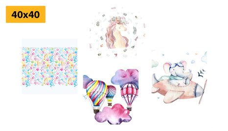 SET OBRAZŮ PRO DĚTI V PASTELOVÝCH BARVÁCH - SESTAVY OBRAZŮ - OBRAZY