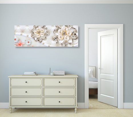 QUADRO SU TELA – GIOIELLI CON MOTIVO FLOREALE - QUADRI ASTRATTO - STAMPE E QUADRI