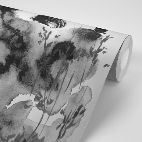 CARTA DA PARATI – PITTURA GIAPPONESE DEL CIELO IN BIANCO E NERO - CARTA DA PARATI BIANCO E NERO - CARTA DA PARATI