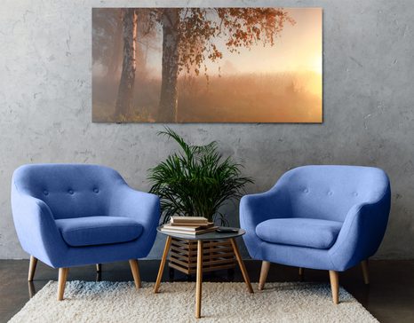 WANDBILD NEBLIGER HERBSTWALD - BILDER VON NATUR UND LANDSCHAFT - BILDER